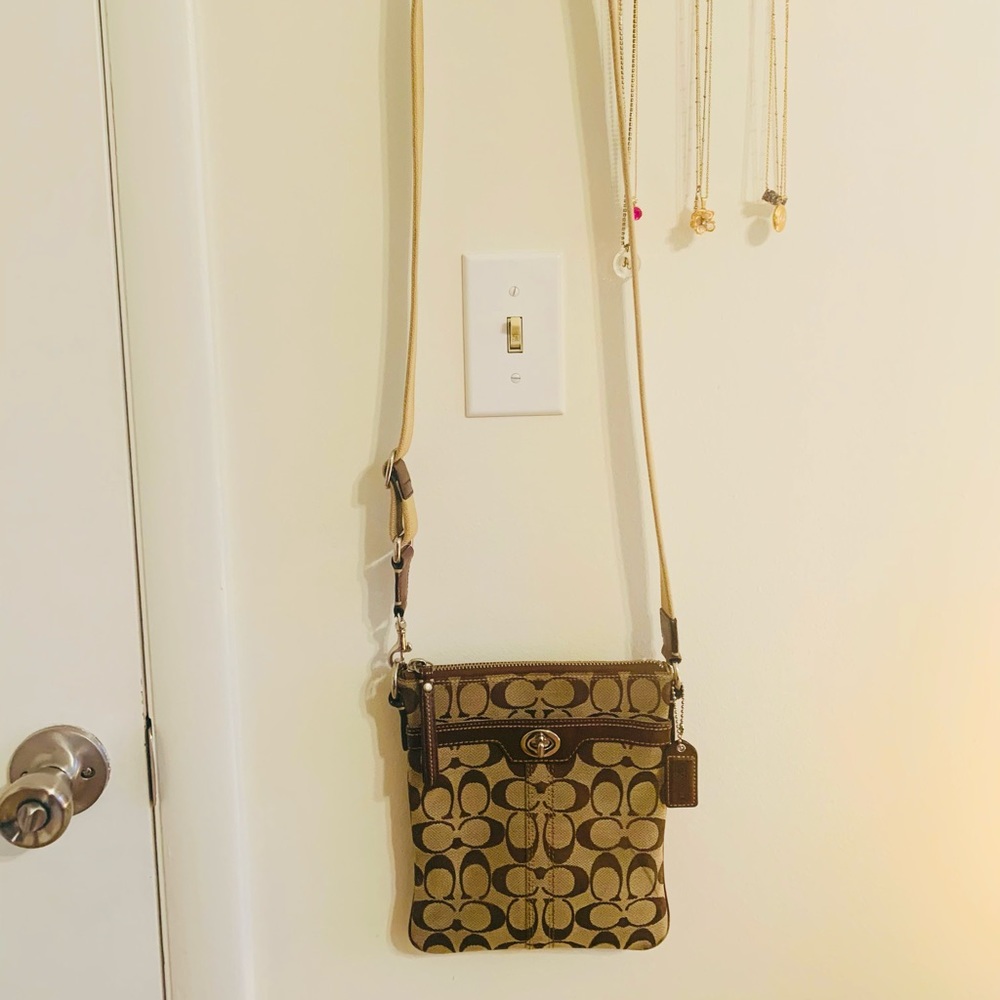 Tan & Brown Coach Crossbody Purse